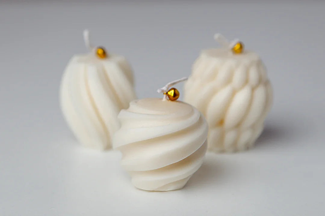 TRIS CANDELE SINUOSA SFERA INTRECCIO - LumiHer