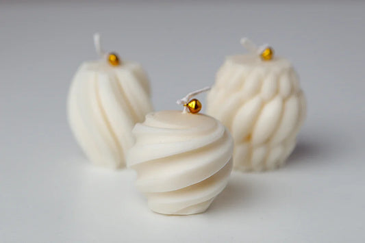 TRIS CANDELE SINUOSA SFERA INTRECCIO - LumiHer