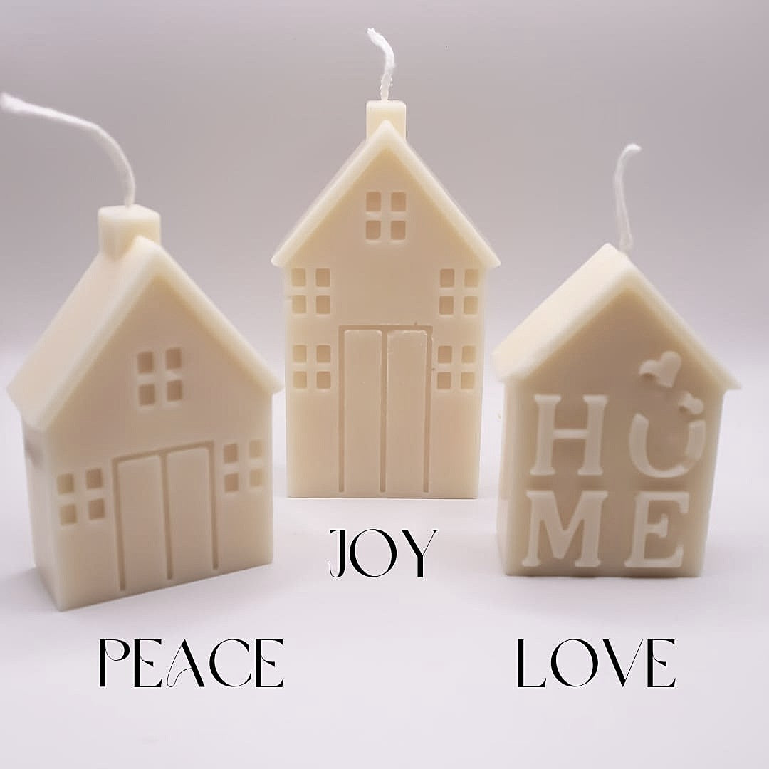 Candele a Casetta Artigianali | Peace, Joy e Love - LumiHer
